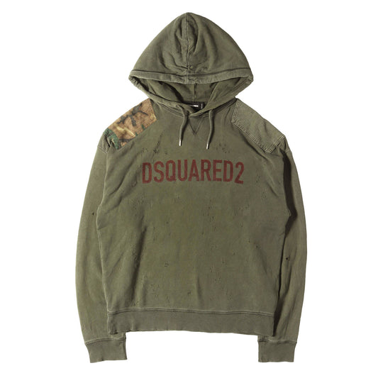 22AW ダメージ加工 ミリタリーパッチ スウェットパーカー