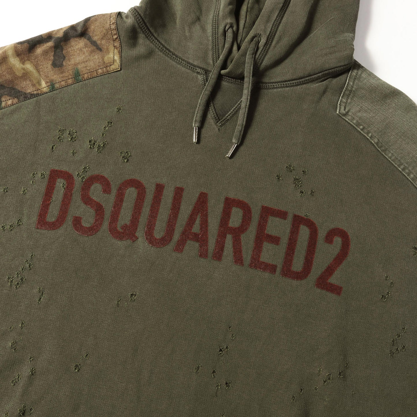 22AW ダメージ加工 ミリタリーパッチ スウェットパーカー