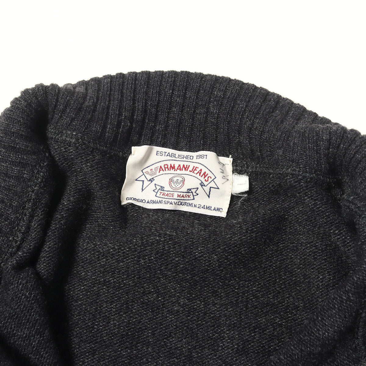 00s エルボーパッチ付き ロゴ刺繍 ハイネック ハーフジップ ウール ニット
