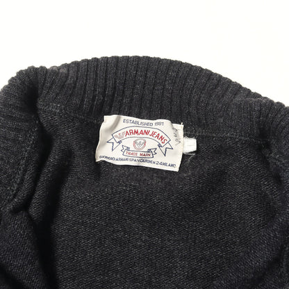 00s エルボーパッチ付き ロゴ刺繍 ハイネック ハーフジップ ウール ニット