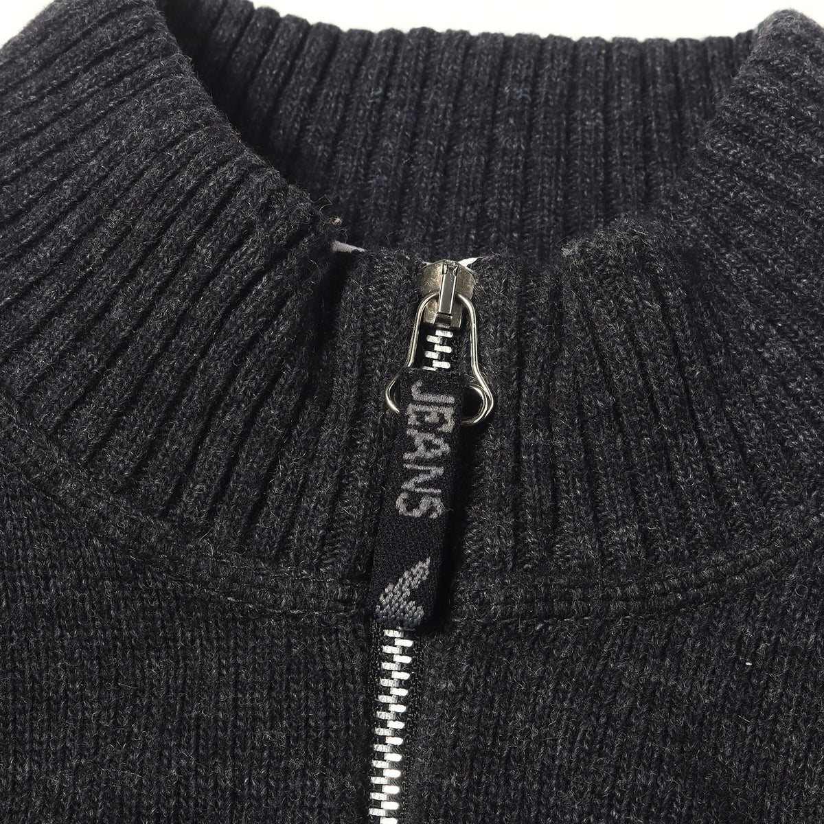 00s エルボーパッチ付き ロゴ刺繍 ハイネック ハーフジップ ウール ニット