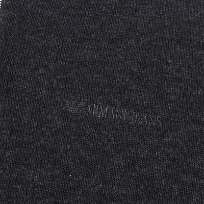 00s エルボーパッチ付き ロゴ刺繍 ハイネック ハーフジップ ウール ニット