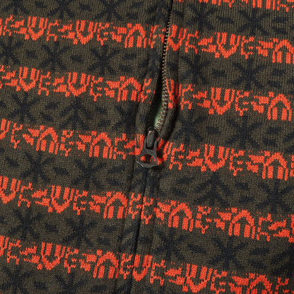 総柄ジャガードニット 裏地キルティング ジップ パーカー (Jacquard Knit Jersey Full Zip Hoodie)