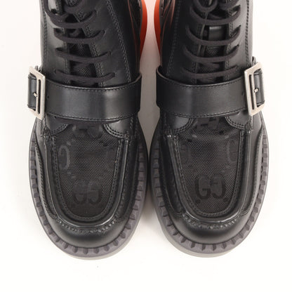 23AW GGモノグラムキャンバス トゥ レースアップ レザーブーツ(GG Lace-Up Boot)