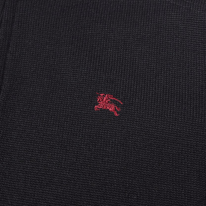 ワンポイント刺繍 フルジップ ウールニット セーター