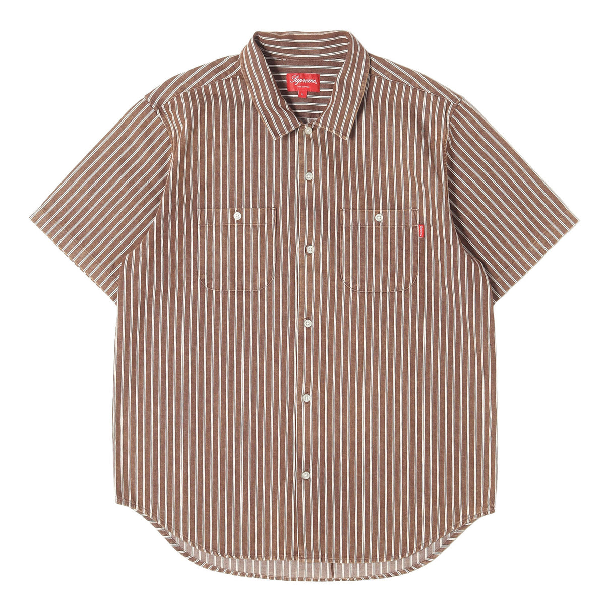 インターナショナルロゴ ストライプ デニム 半袖シャツ(Stripe Denim S/S Shirt)