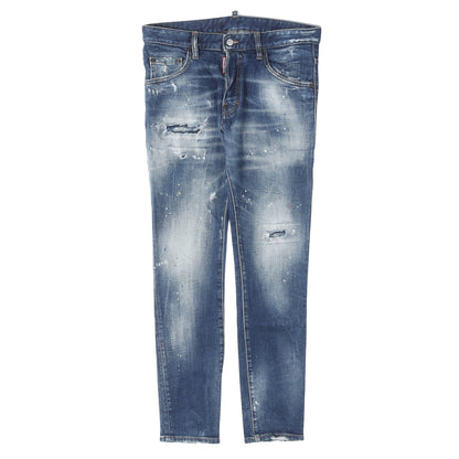 21AW スケーター ダメージリペア加工 ストレッチ スリム デニムパンツ(Skater Jean)