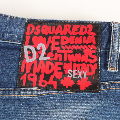 21AW スケーター ダメージリペア加工 ストレッチ スリム デニムパンツ(Skater Jean)
