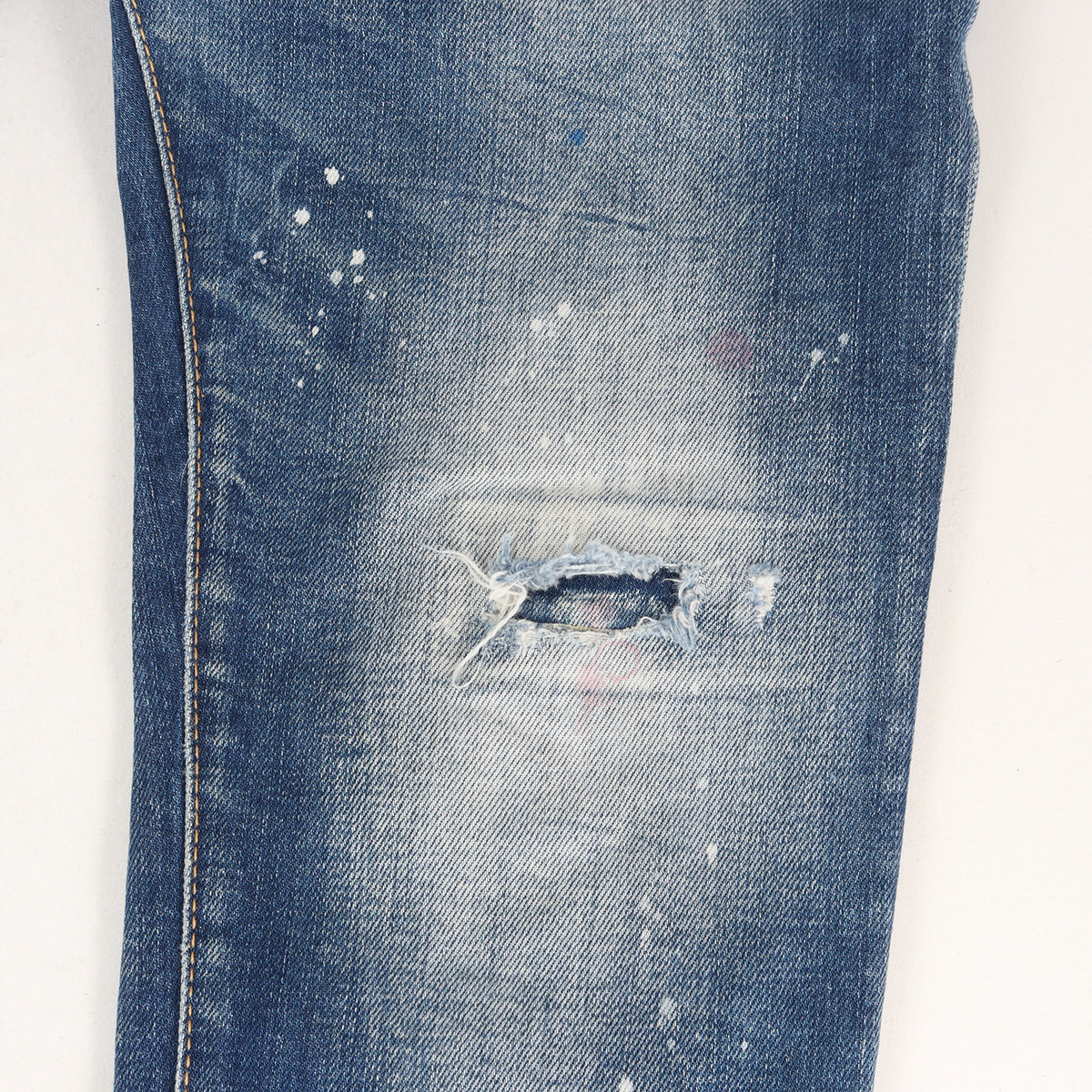 21AW スケーター ダメージリペア加工 ストレッチ スリム デニムパンツ(Skater Jean)