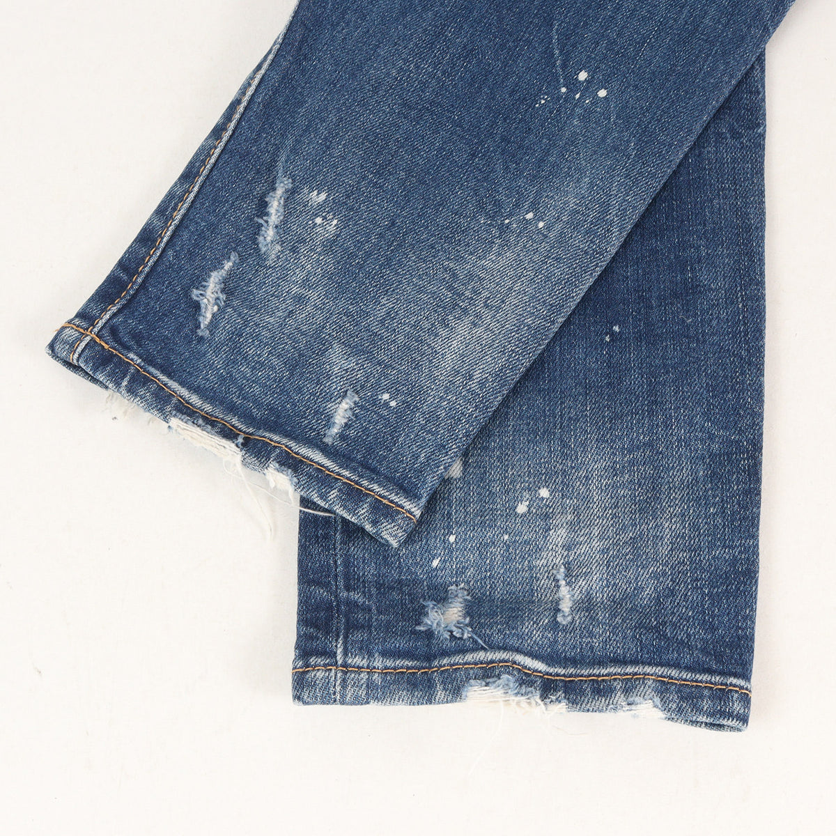 21AW スケーター ダメージリペア加工 ストレッチ スリム デニムパンツ(Skater Jean)