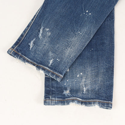 21AW スケーター ダメージリペア加工 ストレッチ スリム デニムパンツ(Skater Jean)