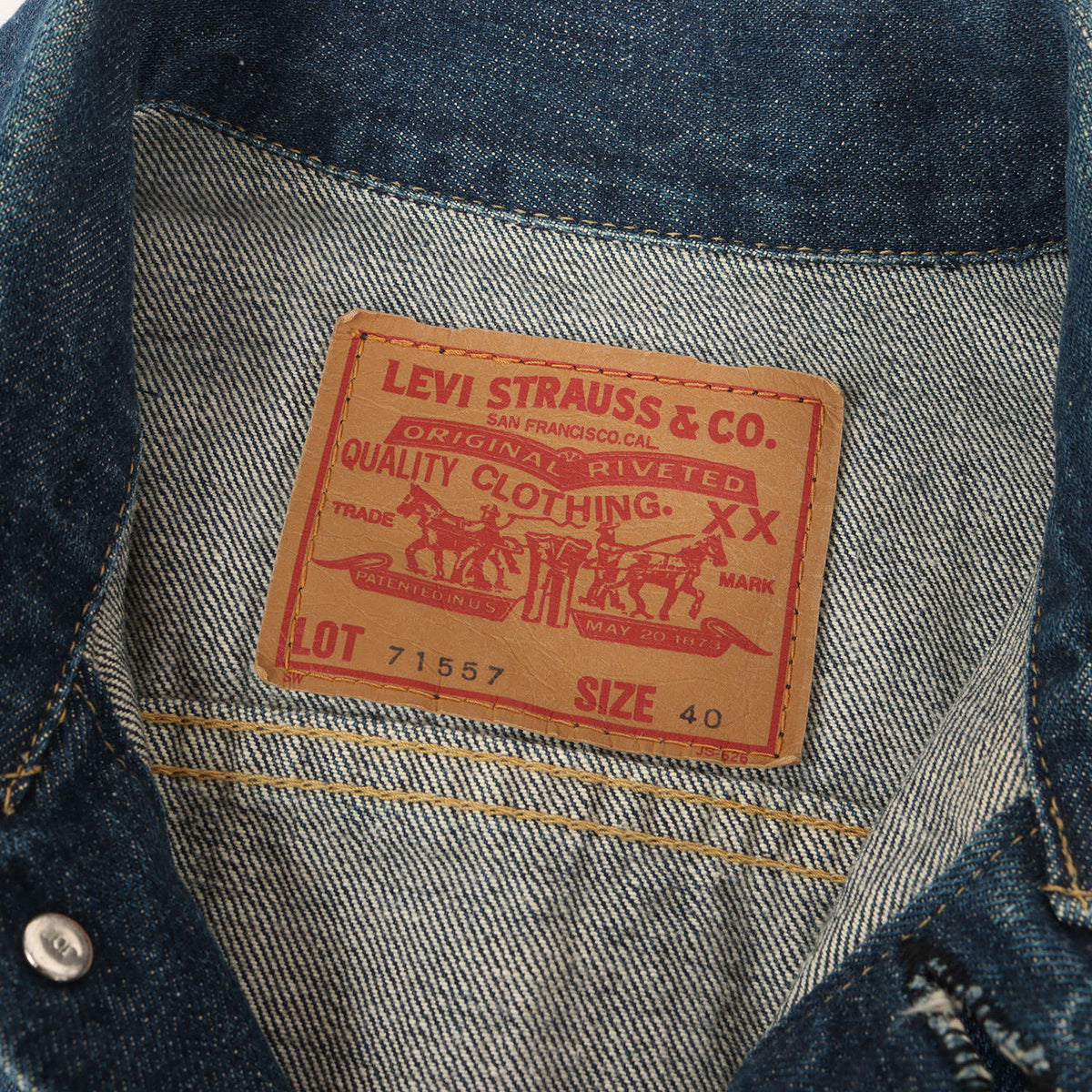 [濃紺 Goodコンディション] 90s 71557 3rd Big E デニムジャケット / 日本製 ボタン裏刻印J02