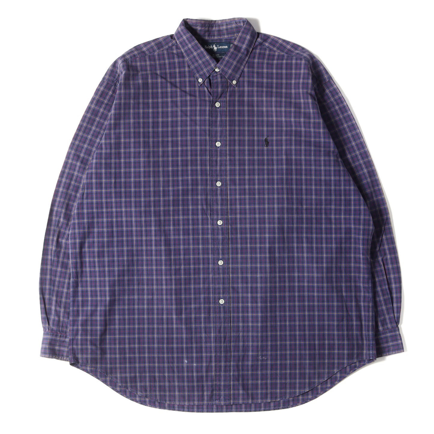 90s ワンポイント刺繍 ツープライコットン ツイル チェック B.D シャツ (BLAKE) / TWO-PLY