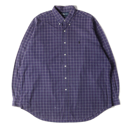 90s ワンポイント刺繍 ツープライコットン ツイル チェック B.D シャツ (BLAKE) / TWO-PLY