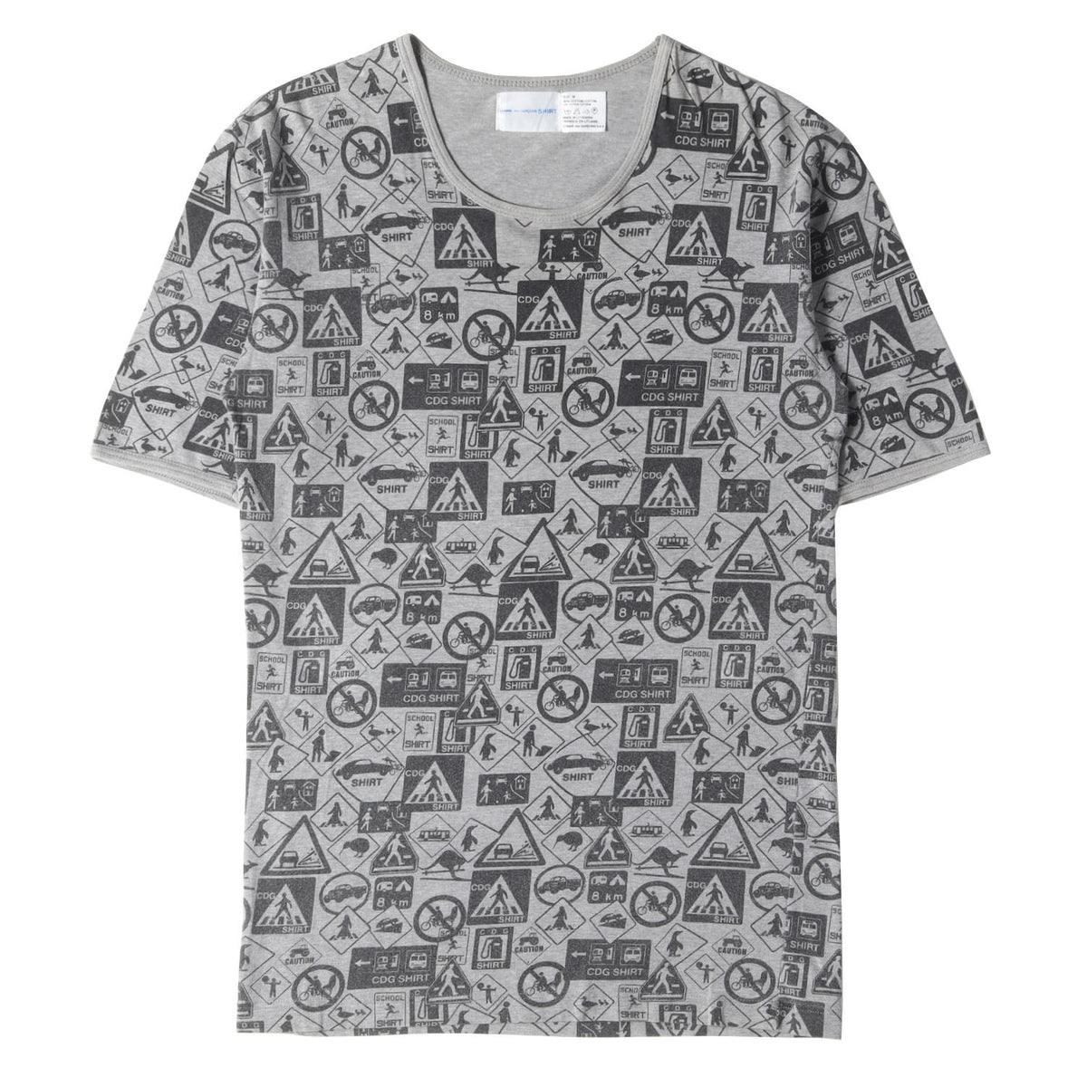 標識グラフィックプリント クルーネック Tシャツ / SHIRT 総柄