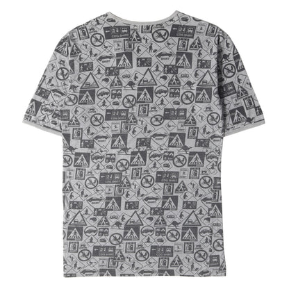 標識グラフィックプリント クルーネック Tシャツ / SHIRT 総柄