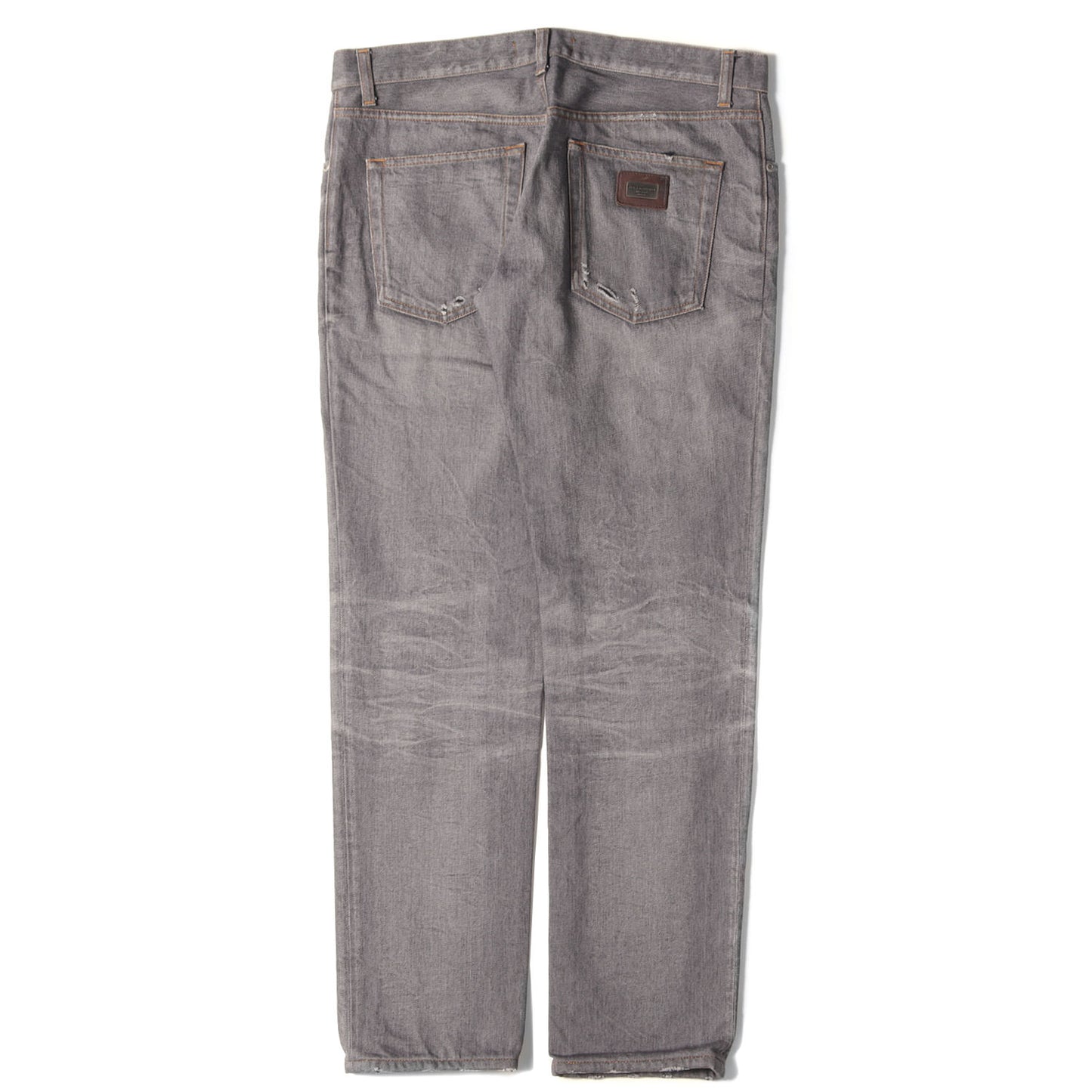 ダメージ加工 ロゴプレート付き ローライズ テーパード デニムパンツ / ジーンズ 14GOLD