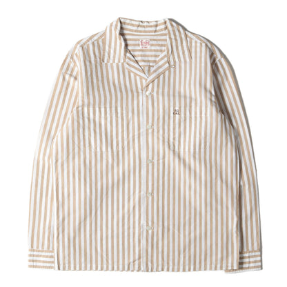 19SS ストライプ コットン リネン オープンカラー シャツ (SD STRIPE OPEN COLLAR SHIRT) / 長袖 開襟 ボックスシルエット