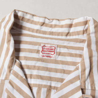 19SS ストライプ コットン リネン オープンカラー シャツ (SD STRIPE OPEN COLLAR SHIRT) / 長袖 開襟 ボックスシルエット