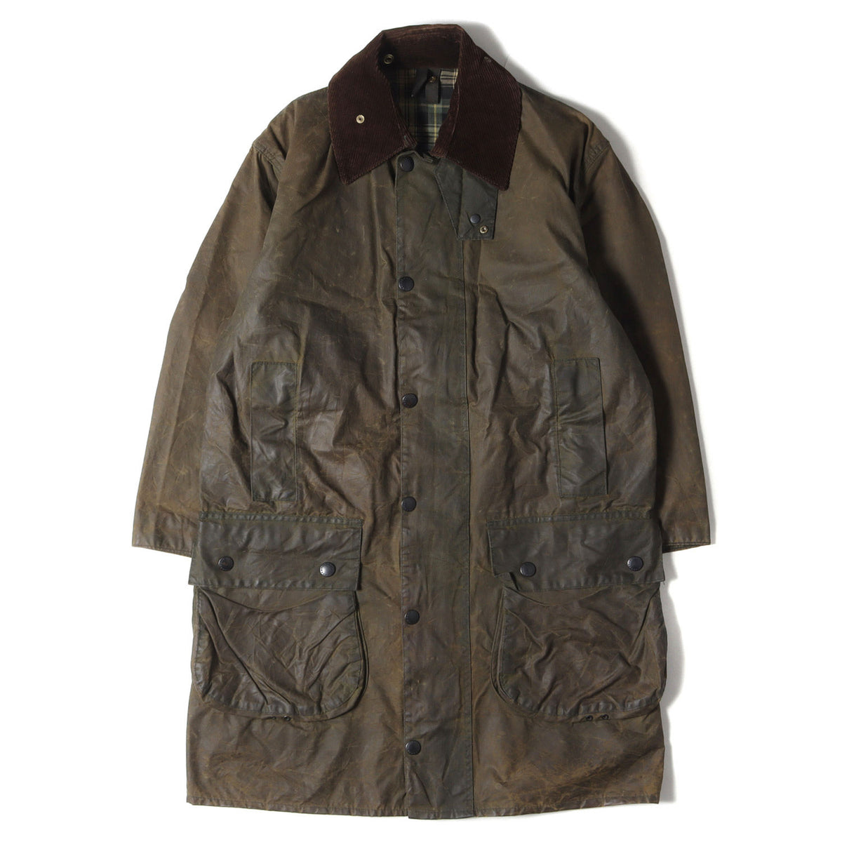 80s ワックス コットン コート (BORDER JACKET) / オイルド ジャケット 旧3ワラント 1987年製 ENGLAND製