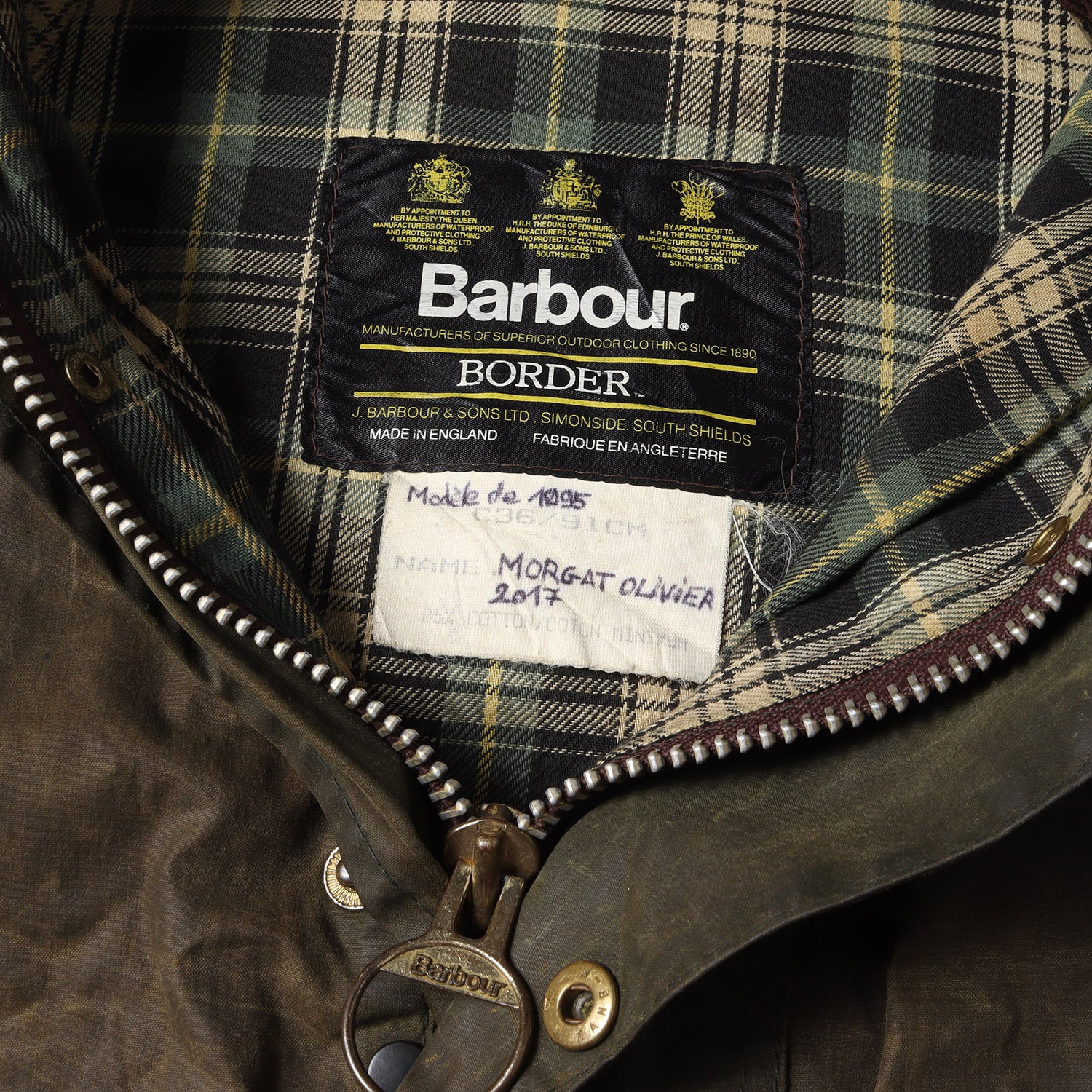 BARBOUR (バブアー) 80s ワックス コットン コート (BORDER JACKET) / オイルド ジャケット 旧3ワラント 1987年製  ENGLAND製 - ブランド古着の通販・買取 | BEEGLE by Boo-Bee