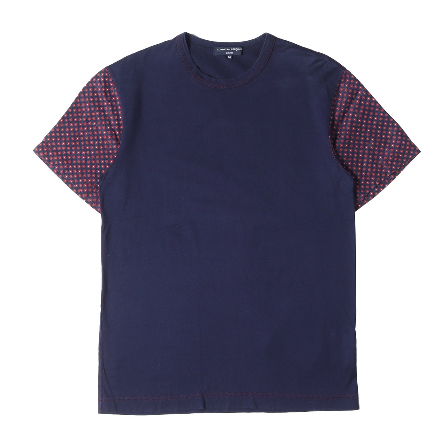 10SS スリーブ フラワー リネン混 キュプラコットン 切替 バインダーネック Tシャツ (HE-T111) / プレーン ソリッド ベーシック アーカイブ Y2K モード デザイナーズ