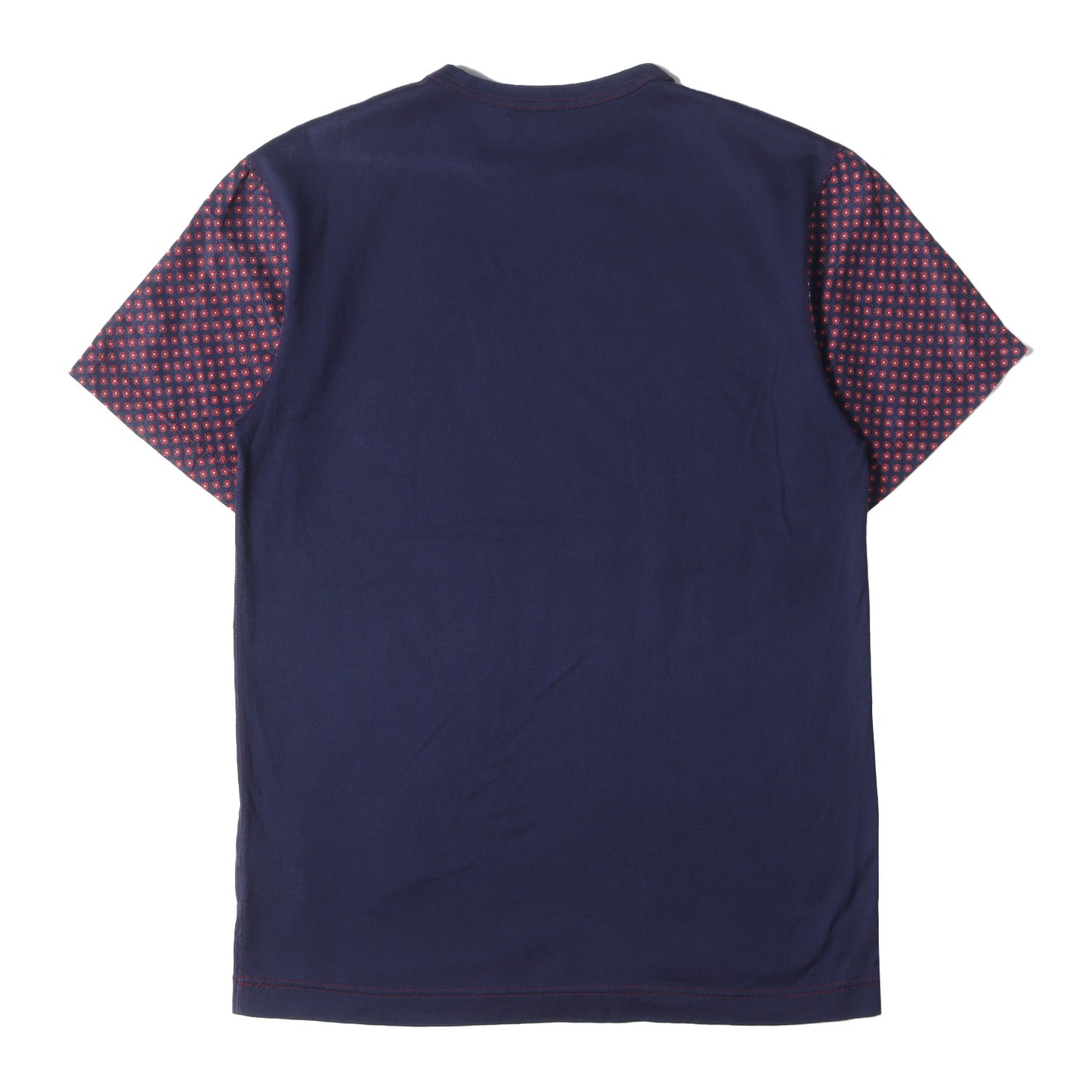 10SS スリーブ フラワー リネン混 キュプラコットン 切替 バインダーネック Tシャツ (HE-T111) / プレーン ソリッド ベーシック アーカイブ Y2K モード デザイナーズ