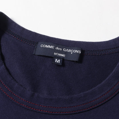 10SS スリーブ フラワー リネン混 キュプラコットン 切替 バインダーネック Tシャツ (HE-T111) / プレーン ソリッド ベーシック アーカイブ Y2K モード デザイナーズ