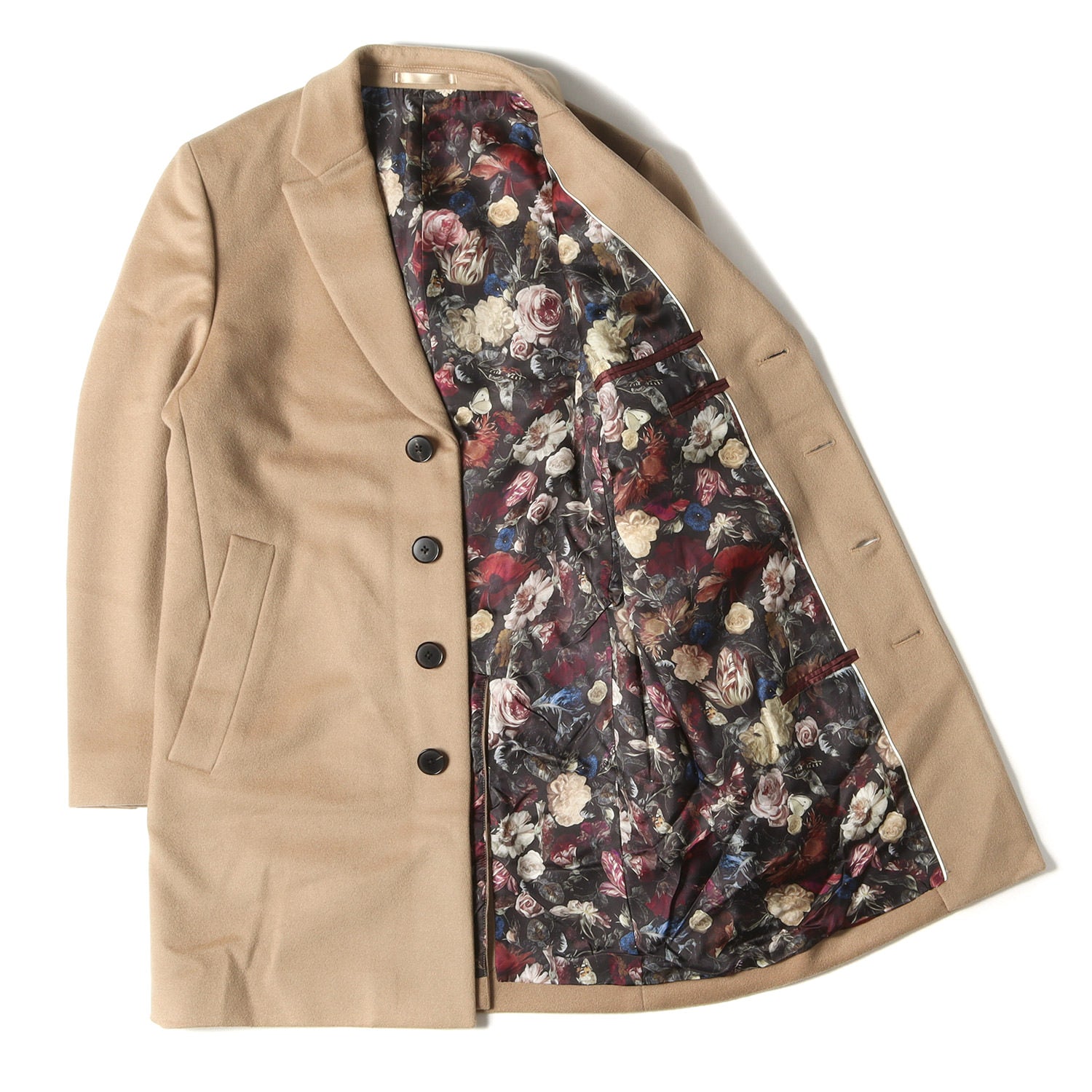 Paul Smith LONDON 裏地フラワービーバーメルトンチェスターコート