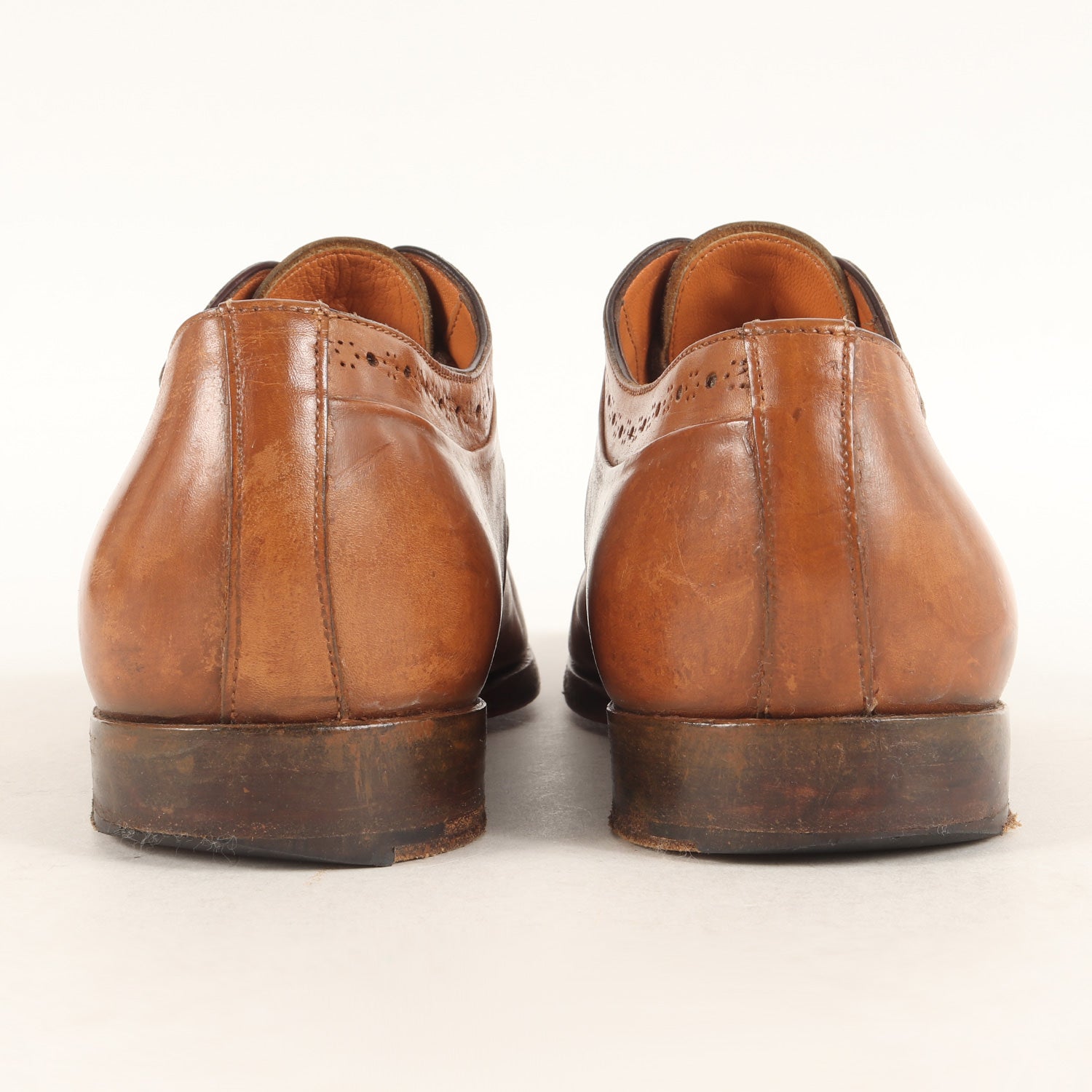 SANTONI (サントーニ) スクエアトゥ メダリオン レザー シューズ 