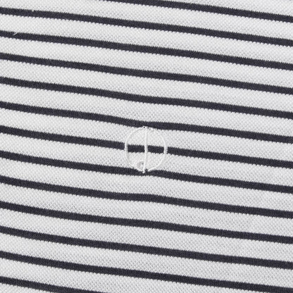 ボーダー ワンポイント ロゴ 刺繍 コットン レーヨン 半袖 ポロシャツ