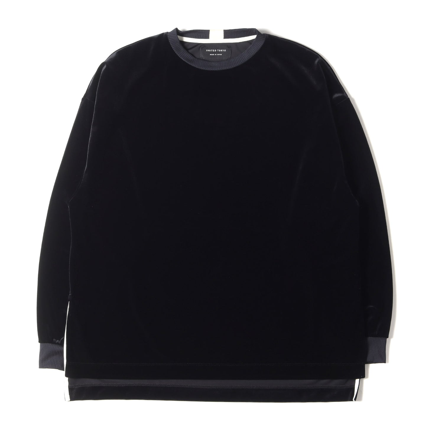 サイドスリット ストレッチ ベロア ロングスリーブ Tシャツ (131520005) / 長袖 カットソー ロンT プルオーバー トップス