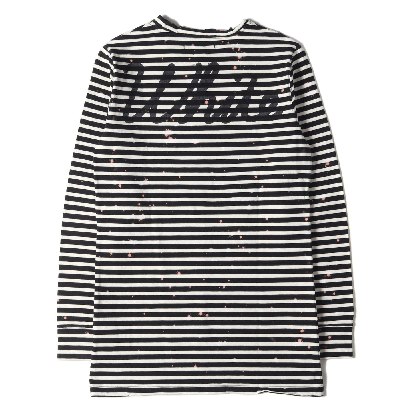 ダメージ ブリーチ 加工 バックロゴ ボーダー ロングスリーブ Tシャツ / 長袖 ロンT カットソー