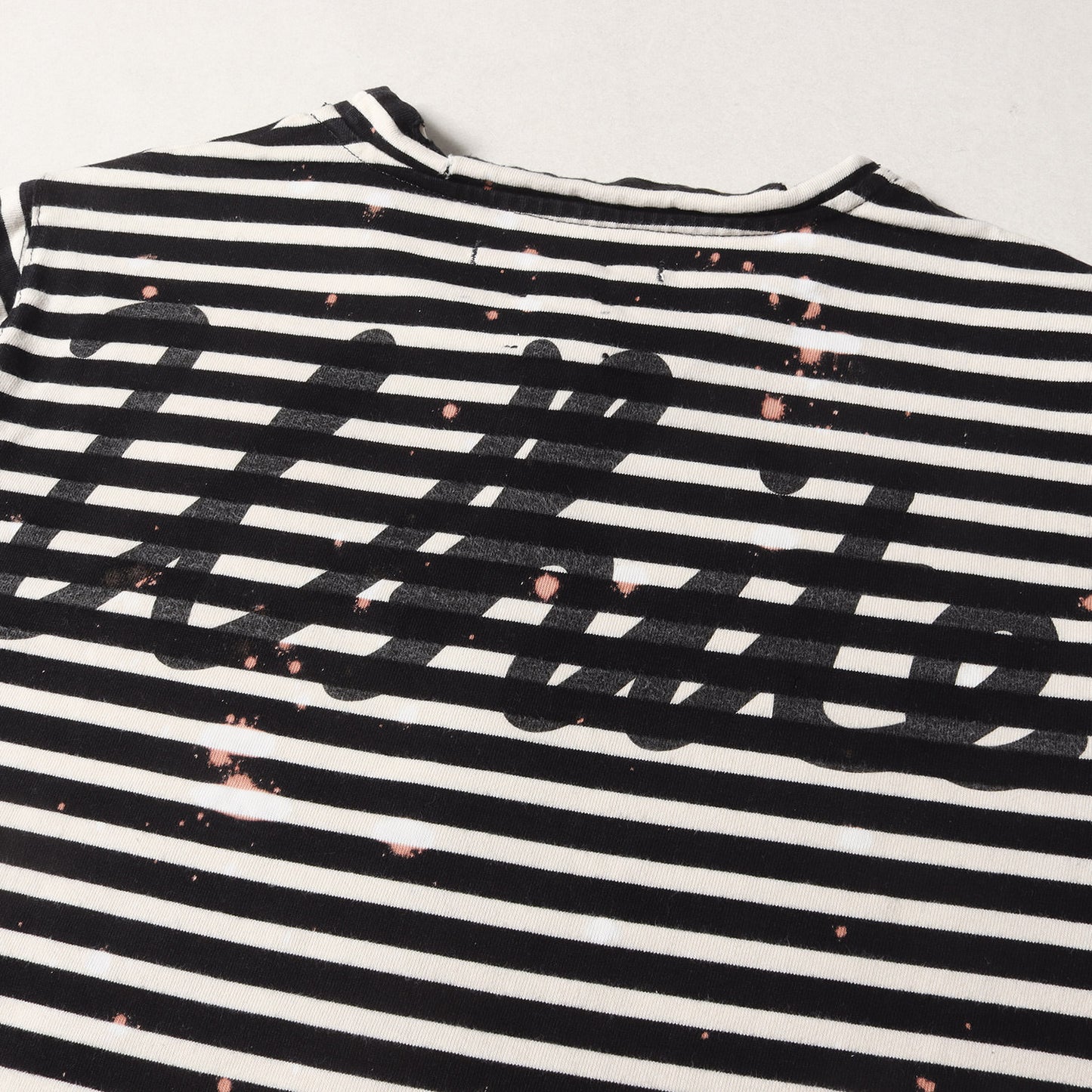 ダメージ ブリーチ 加工 バックロゴ ボーダー ロングスリーブ Tシャツ / 長袖 ロンT カットソー