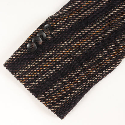 ブートニエール付き ストライプ ストレッチ ウール コットン ツイード 3B テーラード ジャケット(JU93AQ43 IPA57537)