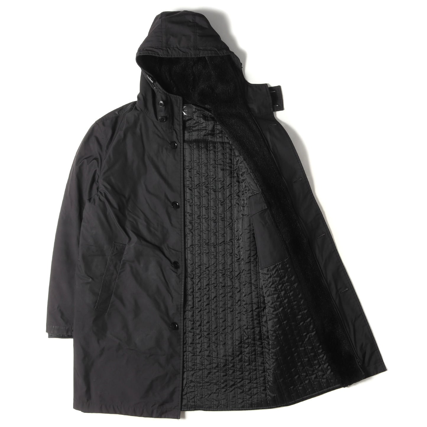 2WAY ファー ボア フリース パテッド キルト ライナー フーデッド コート / 中わた アーカイブ Y2K