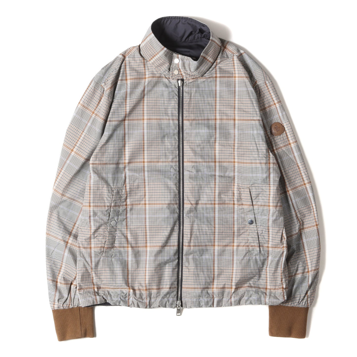 23AW ハウスチェック リバーシブル ハイネック ナイロン ダブルジップ ブルゾン (FLAMENNE I10911A00128 M2956) / ジャケット