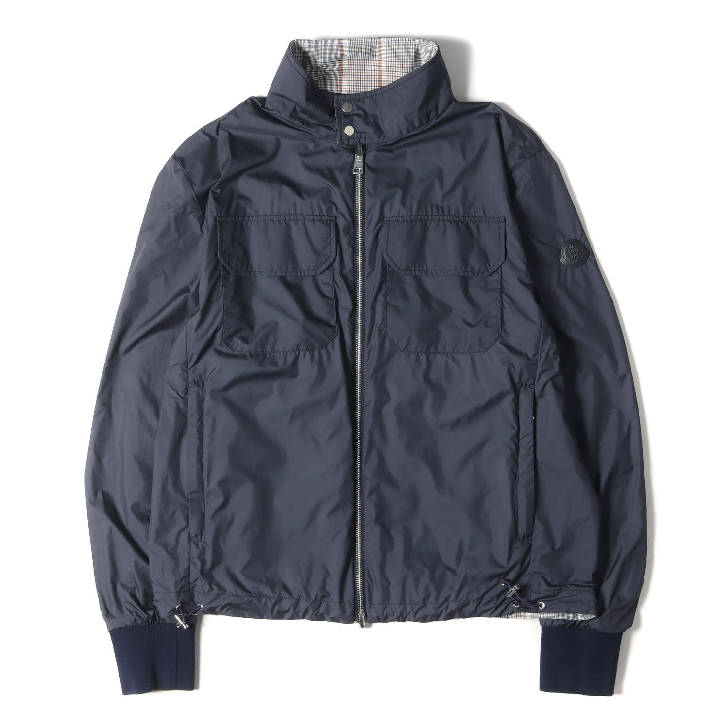 23AW ハウスチェック リバーシブル ハイネック ナイロン ダブルジップ ブルゾン (FLAMENNE I10911A00128 M2956) / ジャケット