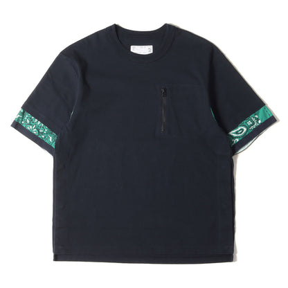 22SS ペイズリー バンダナ 切替 ジップポケット Tシャツ (Bandana Print T-Shirt 22-02697M)