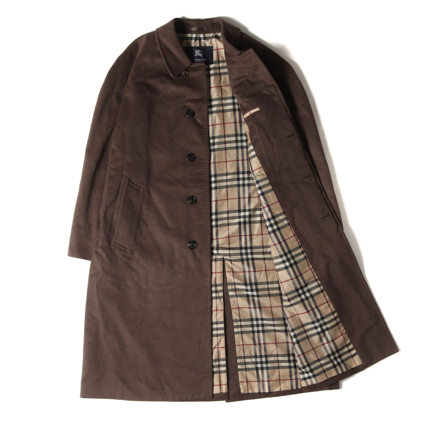 カシミヤ アンゴラ ウール モッサ ステンカラー コート / バルカラー バルマカーン 裏地ノバチェック LONDON