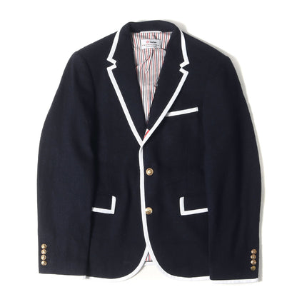 × Neiman Marcus トリコロールライニング パイピング 金ボタン 段返り3B ウール ブレザー ジャケット (251120011) / テーラード 定番 ベーシック アメトラ アイビー ビジカジ オフィカジ ラグカジ イタカジ