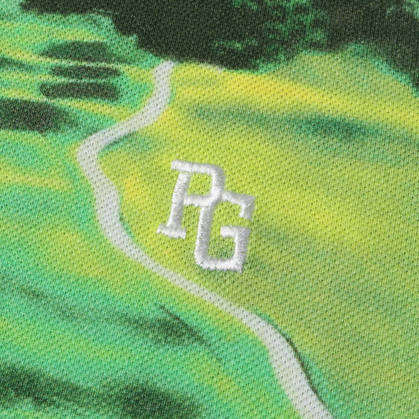 ワンポイント PG ロゴ 刺繍 ゴルフコース ポリコットン 鹿の子 半袖 ポロシャツ (053-9160419) / 総柄 ゴルフ スポーツ ウェア MADE IN JAPAN