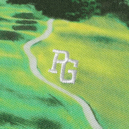ワンポイント PG ロゴ 刺繍 ゴルフコース ポリコットン 鹿の子 半袖 ポロシャツ (053-9160419) / 総柄 ゴルフ スポーツ ウェア MADE IN JAPAN