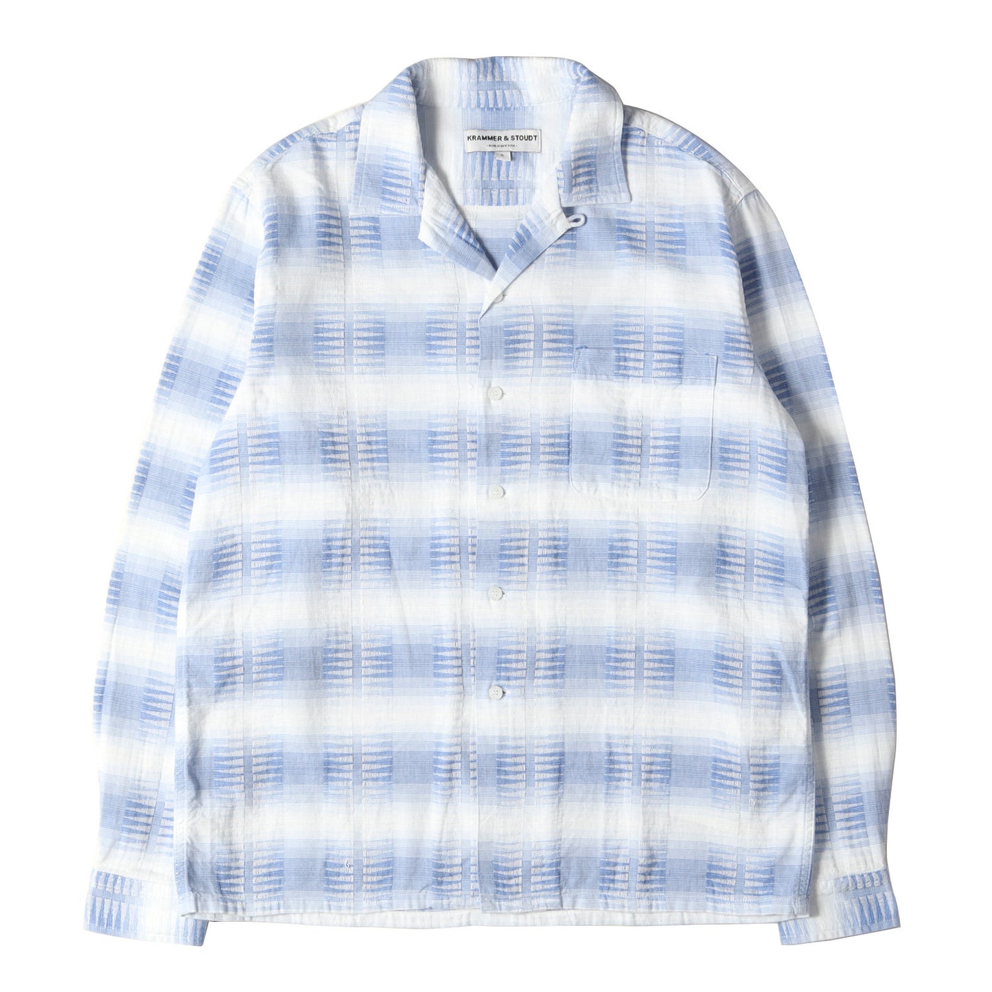 18SS ネイティブ ジャガード ボーダー オープンカラー シャツ (CESAR VINTAGE SHIRT) / 長袖 開襟 ボックスシルエット メキシカン