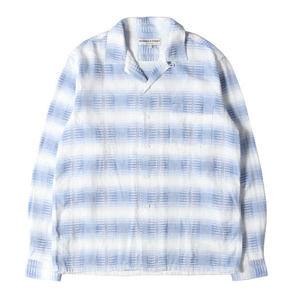 18SS ネイティブ ジャガード ボーダー オープンカラー シャツ (CESAR VINTAGE SHIRT) / 長袖 開襟 ボックスシルエット メキシカン