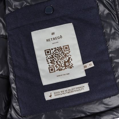 VITALE BARBERIS CANONICO SUPER 120S カノニコ ウール ポリ コンビ フード付き ハイネック ダウン ジャケット (KAUS 8D503) / ブルゾン カウス