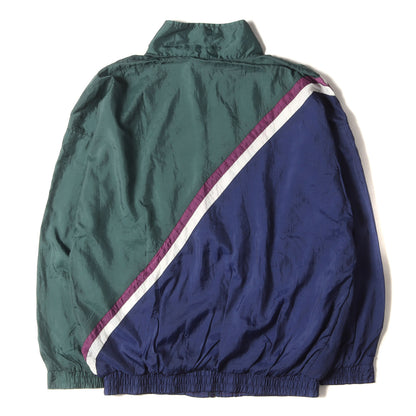 バイカラー シャイニー ナイロン ハイネック ジップ ブルゾン / ジャケット セットインスリーブ ウインドブレーカー MONSIEUR ムッシュ