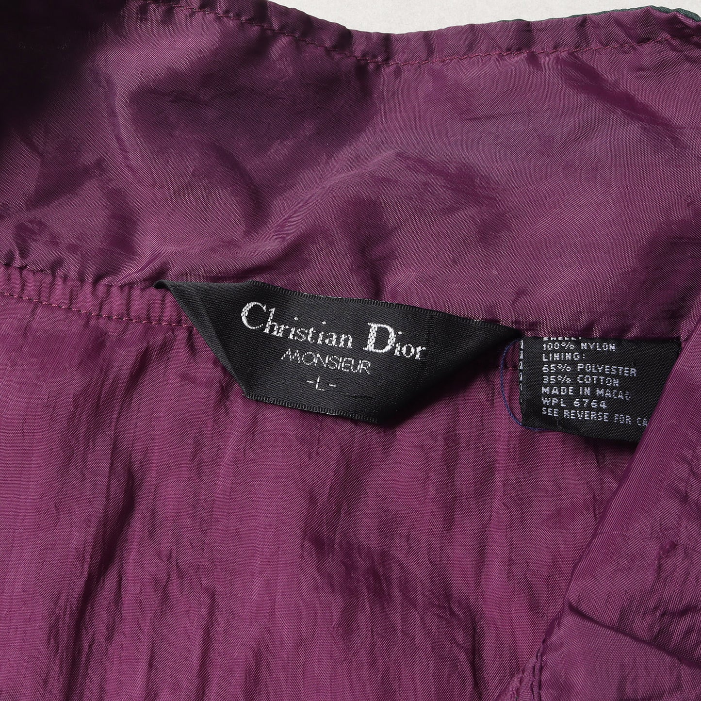 バイカラー シャイニー ナイロン ハイネック ジップ ブルゾン / ジャケット セットインスリーブ ウインドブレーカー MONSIEUR ムッシュ