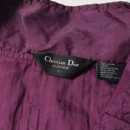 バイカラー シャイニー ナイロン ハイネック ジップ ブルゾン / ジャケット セットインスリーブ ウインドブレーカー MONSIEUR ムッシュ