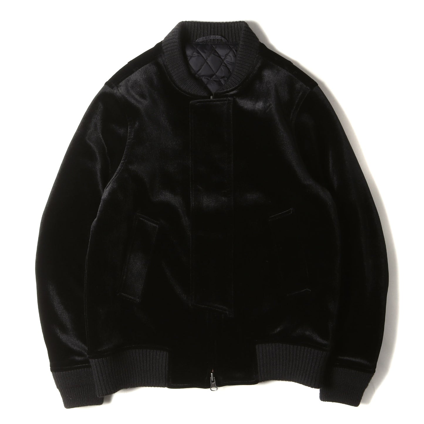 18AW ストレッチ ベルベット フライフロント パテッド フライト ボンバー ジャケット (Calvin M41817CN01) / ダブルジップ ブルゾン カルビン 中わた
